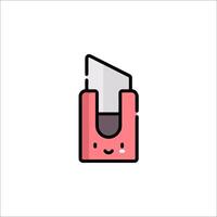A pink pencil with a smiley face on it vector