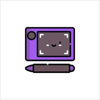 A purple camera with a smiley face on it vector