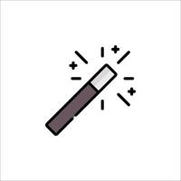 A black and white icon of a pen with a light coming out of it vector