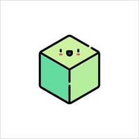 A green cube with a smiling face on it vector