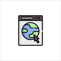 A computer with a globe icon on it vector