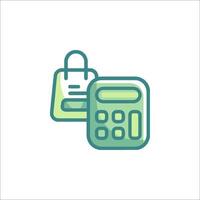 A calculator and a shopping bag icon vector