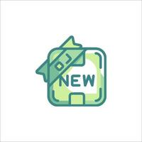 A green and white square with the word new on it vector