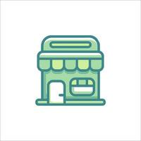 A green and white icon of a store vector