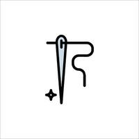 A black and white illustration of a sewing needle vector