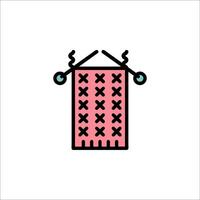 A knitting machine with a needle and thread vector