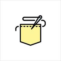 A yellow pocket with scissors and a pencil vector