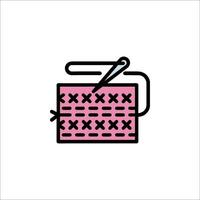 A pink crochet pattern with scissors vector