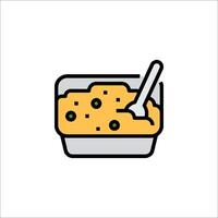 A bowl of food with a spoon in it vector