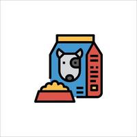 A dog and a bag of food icon vector