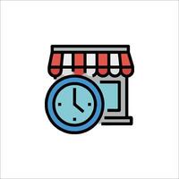 A clock and a shop front icon vector