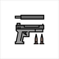 A gun and bullet icon on a white background vector