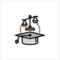 A graduation cap with scales of justice and a law degree icon vector