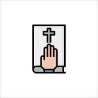 A hand holding a cross icon on a white background vector
