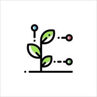 A plant with a green leaf and a line connecting it to other dots vector