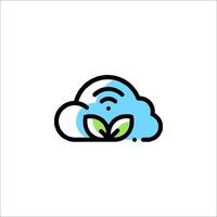 A cloud with a leaf on it and a green leaf vector