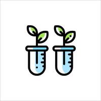 Two test tubes with plants in them vector