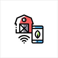 A smartphone and a barn with a wifi icon vector