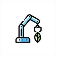 A robot holding a leaf icon vector