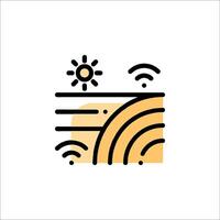 A line drawing of a wifi icon with a sun and a wave vector