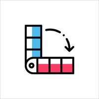 A line icon of a red and blue box vector