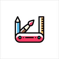 A colorful pencil and ruler icon on a white background vector