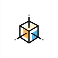 A cube with a blue and orange color scheme vector