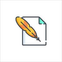 A pen and paper icon with a feather vector