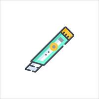 A pen with a yellow and green tip on it vector