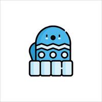 A blue penguin with a hat on its head vector