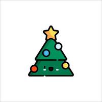 A christmas tree icon with a smiley face vector