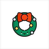 A christmas wreath with a bow on it vector