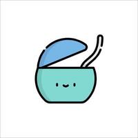 A cute bowl with a spoon and a smiley face vector