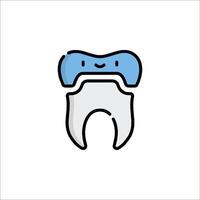 A tooth with a blue and white outline vector
