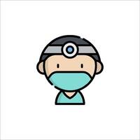 A doctor with a surgical mask on his head vector