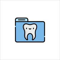 A tooth in a folder icon vector