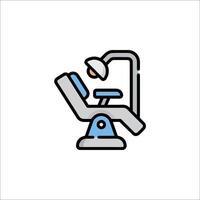 A dentist chair with a light on it vector