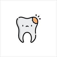 A cartoon tooth with a broken tooth vector