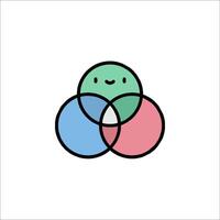 A venn diagram with a smiley face in the middle vector