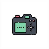 A camera icon with a smiley face vector