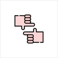 Two hands pointing at each other with one pointing up vector