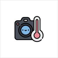A camera with a thermometer and a smiley face vector