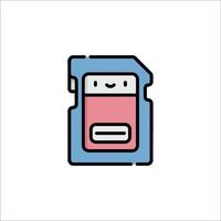 A cartoon memory card icon on a white background vector