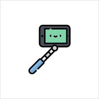 A phone with a camera on it and a sticker on it vector