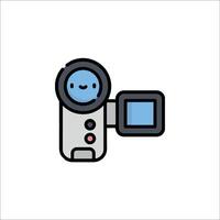 A camera icon with a blue face vector