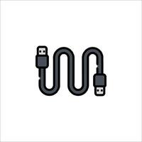 A black and white image of a cable connected to a computer vector