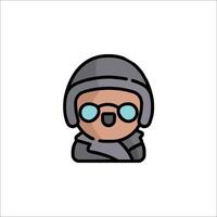 A cartoon character wearing glasses and a helmet vector