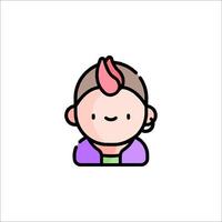 A cartoon character with pink hair and a mohawk vector