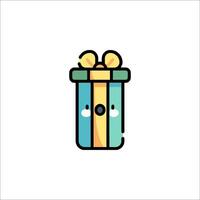 A colorful gift box with a smiley face on it vector