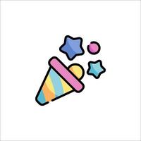 A colorful ice cream cone with stars and stars vector